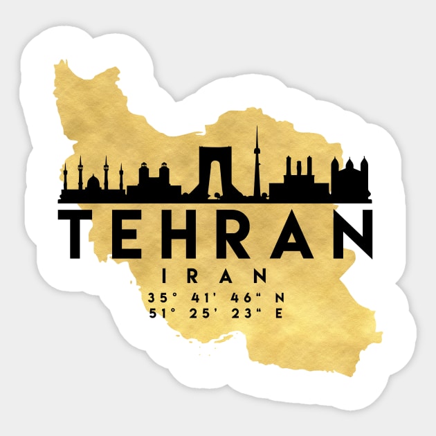 Tehran Iran Skyline Map Art Sticker by deificusArt